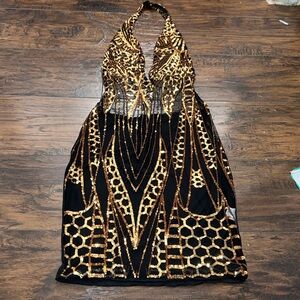 Gold and black dress